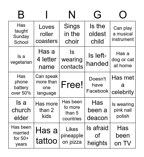 Women's Retreat Bingo Card