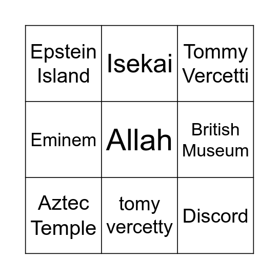 Infinite Craft Bingo Card