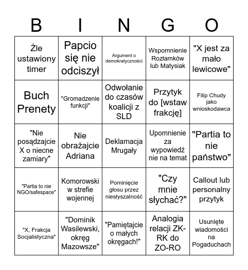 Kongres 2026 Bingo Card