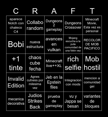 Minecraft Live 2026 #2 Bingo Card