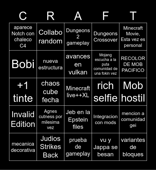 Minecraft Live 2026 #2 Bingo Card