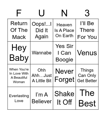 Music Bingo Game 3 😀 Bingo Card