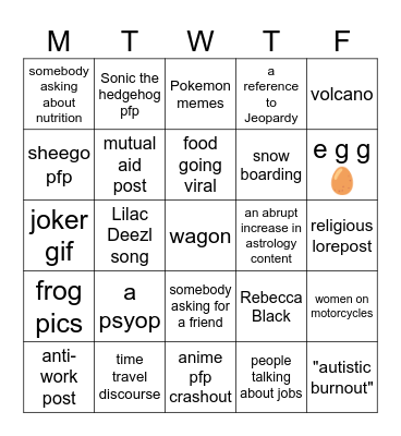 Thringo Bingo Card