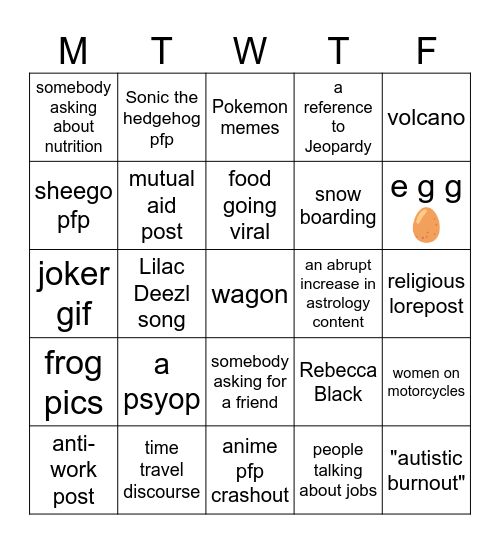 Thringo Bingo Card