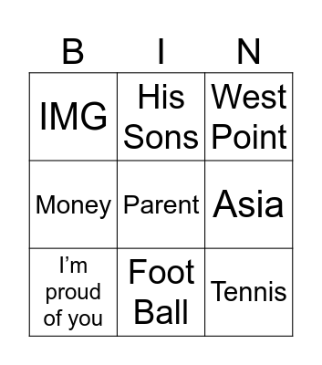 SENIOR DINNER CHASE BINGO Card