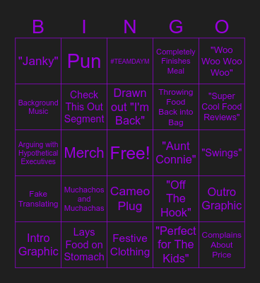 Joey Bingo III Bingo Card