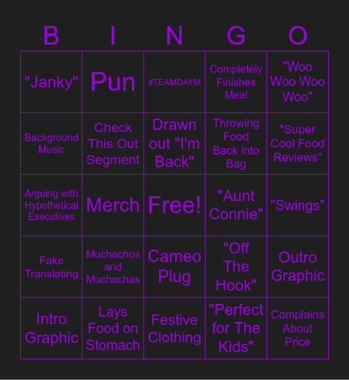 Joey Bingo III Bingo Card