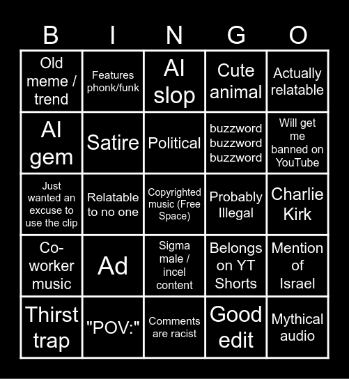 Instagram Reels Bingo Card