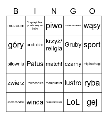 Bingo Tinder Bingo Card