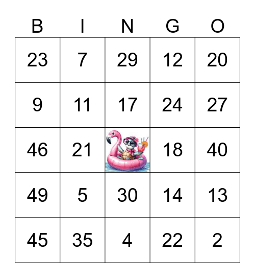 Beach Bingo Card