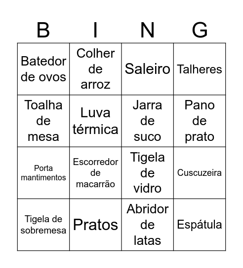 Chá da noiva Bingo Card