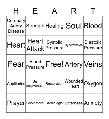 Heart Health Bingo Card