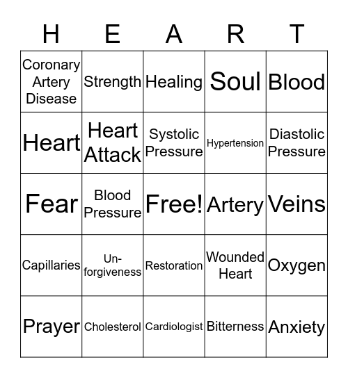 Heart Health Bingo Card