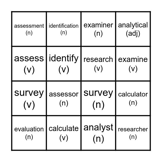 RESEARCH Bingo Card