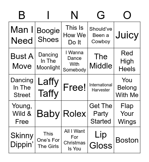 Ashley’s Astonishing Playlist Bingo Card