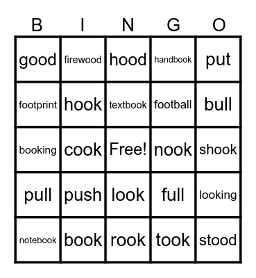 UFLI Lesson 89 u /oo/, oo /oo/ Bingo Card