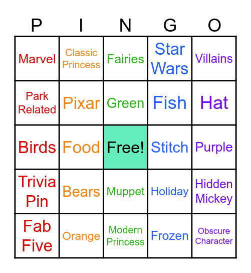 Most Magical Pins on Earth Bingo Card