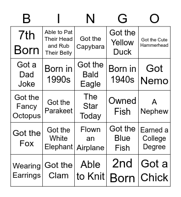 Find Someone Who's Bingo Card