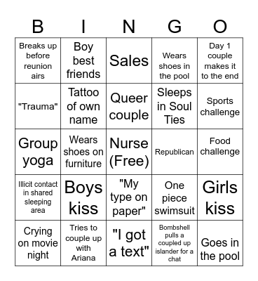 LOVE ISLAND BINGO Card