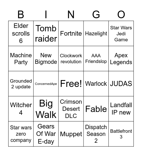 xbox & games fest Bingo Card