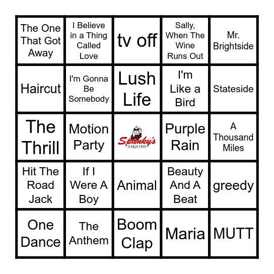 Spanky's Music Bingo 5/27/26 Bingo Card