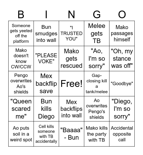 AMF Ulti Bingo Card Bingo Card