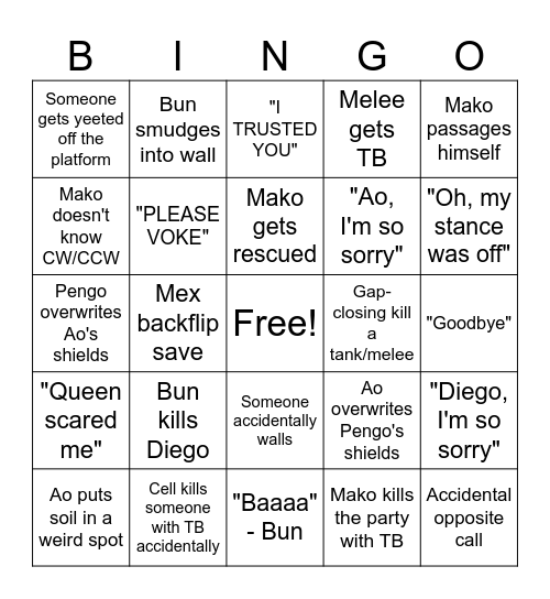 AMF Ulti Bingo Card Bingo Card