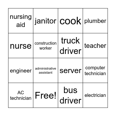 Careers Bingo Card