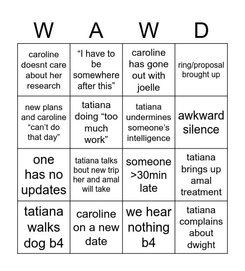 Monuts Bingo Card