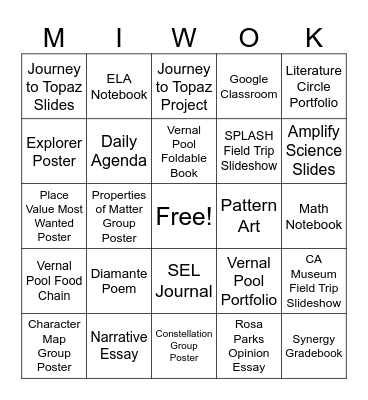 Open House BINGO Card