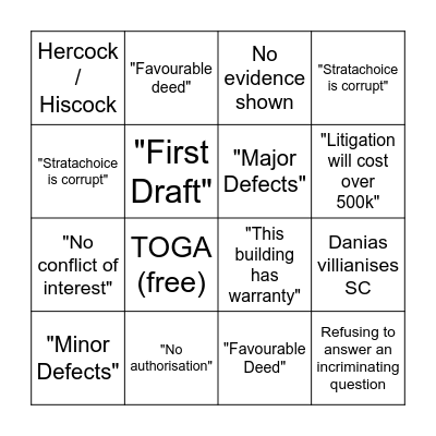 Wicks Place Bingo Night Bingo Card
