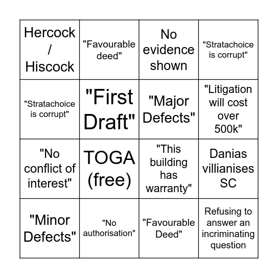 Wicks Place Bingo Night Bingo Card