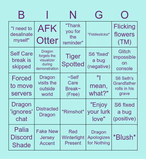 Tiny Dragon BINGO Card