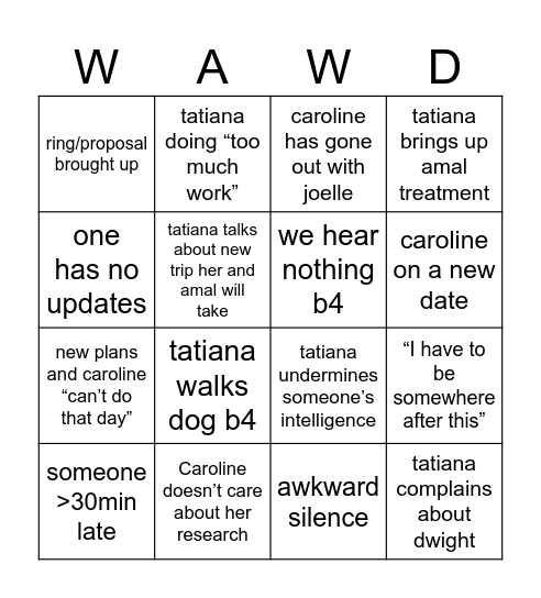 Monuts Bingo Card