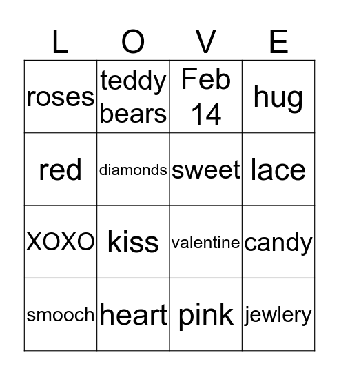 Valentine Bingo! Bingo Card