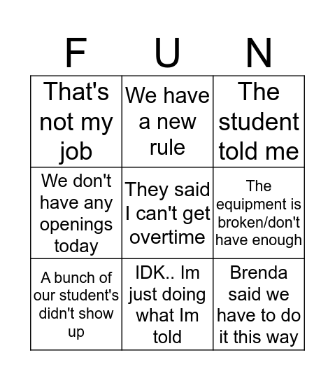 Say this...NOT THAT! Bingo Card