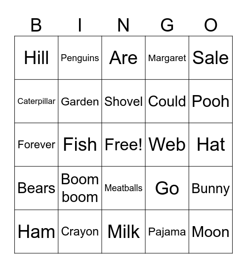 Children's Story Books Bingo Card