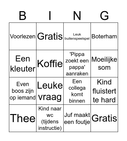 In de klas Bingo Card