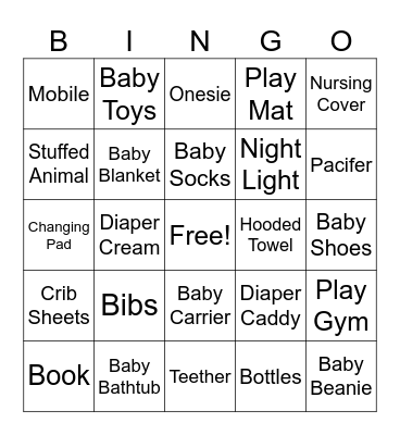 Baby Kullby Bingo Card