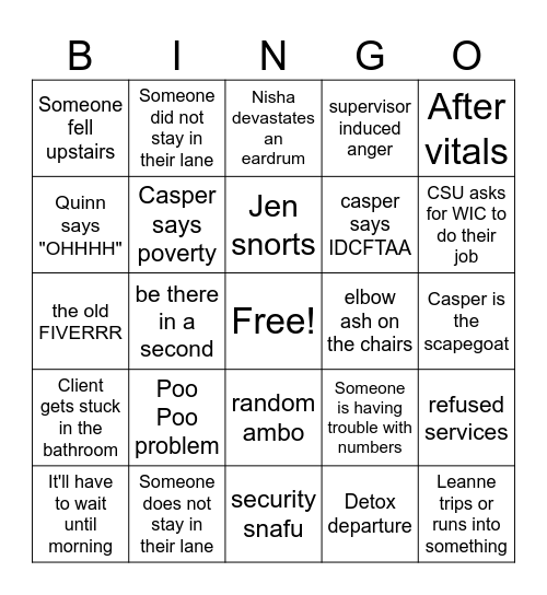 Fuckass Bingo Card