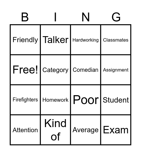What kind of student are you? Bingo Card