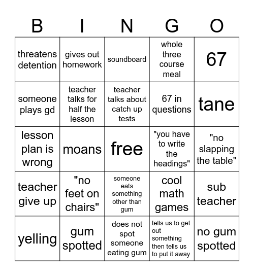 8b math bingo Card
