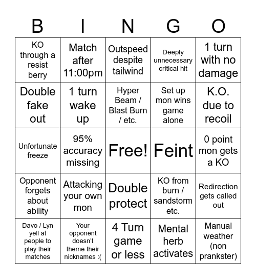 NUDL Champions VGC Bingo Card