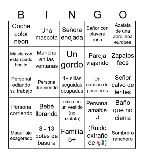 Aeropuerto Bingo Card