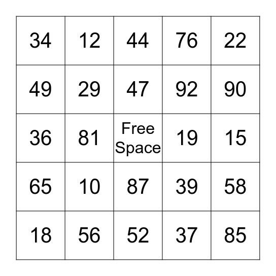 Bingo Card