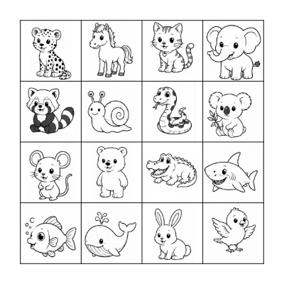 Animal Bingo Card