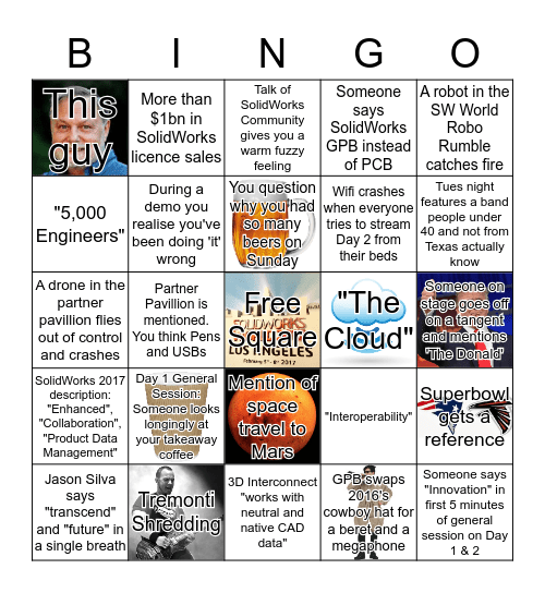 SolidWorks World 2017: Interactive Bingo Card