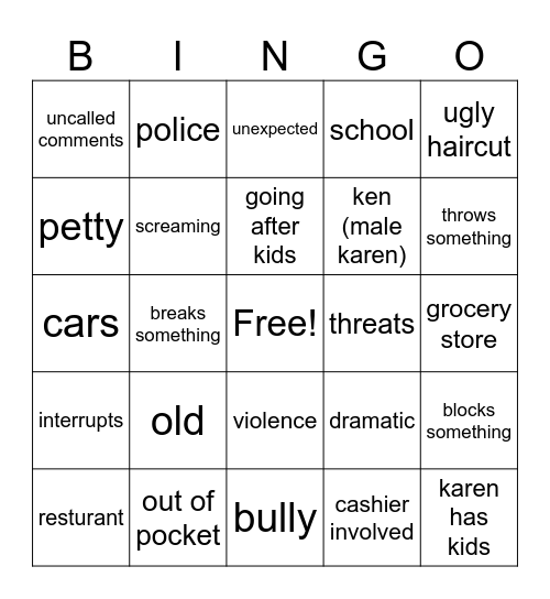 karen Bingo Card