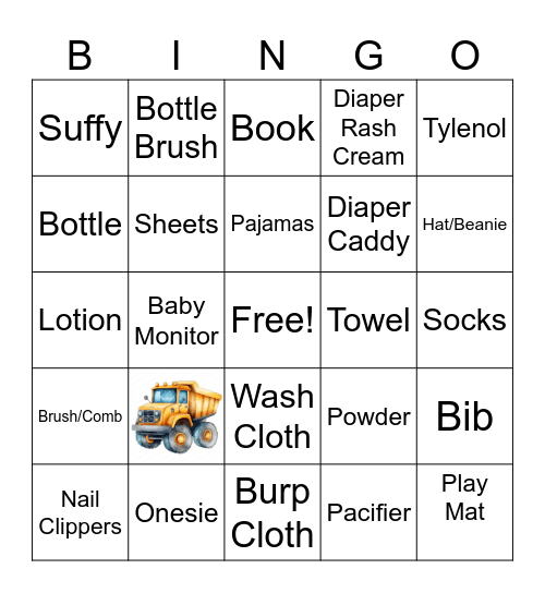 Baby Bingo Card