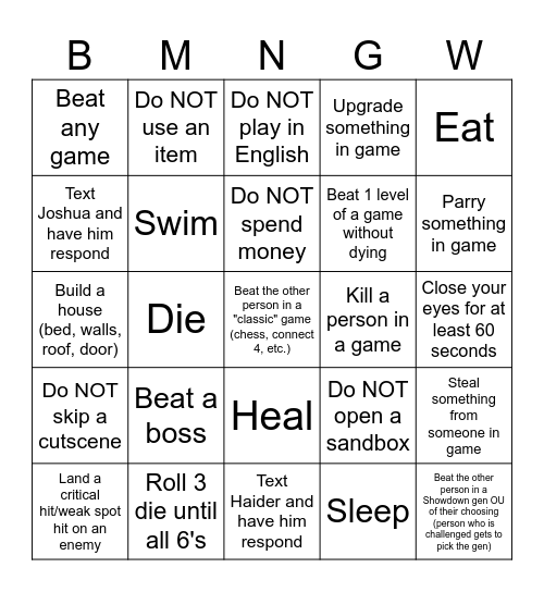 Albizo Bingo Card